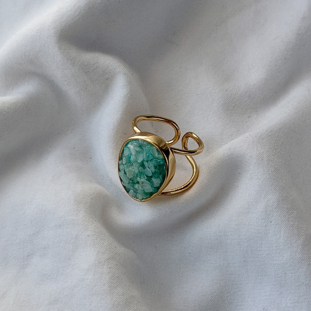 Circle of Fragments Ring - 18k Gold Plated - Amazonite